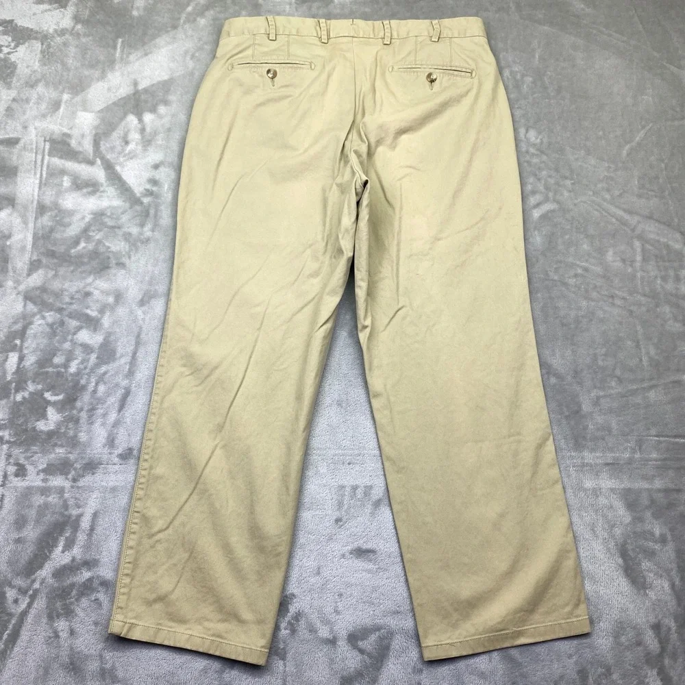 Peter Millar Men's Khaki Chino Pants Flat Front Classic Fit Size 34 Casual Dress
